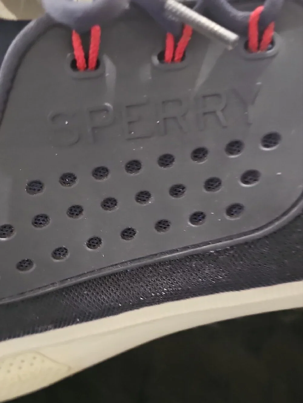 Sperry America's Cup Navy Blue Boat Shoe with Red Accent
